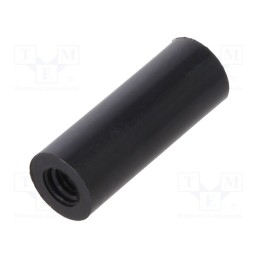 50 pcs : 185RDX16 - Spacer sleeve, cylindrical, polyamide, M3, L: 16mm, Øout: 6mm, black