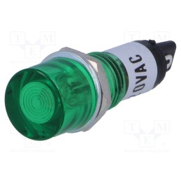 20 pcs : - Indicator: with neon lamp, flat, green, 230VAC, Cutout: Ø10mm, IP20