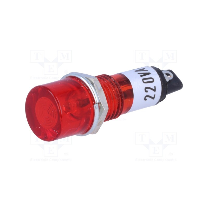 20 pcs : - Indicator: with neon lamp, flat, red, 230VAC, Cutout: Ø10mm, IP20