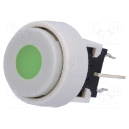 10 pcs : PB6136FBL-3 - Switch: keypad, Pos: 2, DPDT, 0.1A/30VDC, white, LED, green, THT, 1.5N