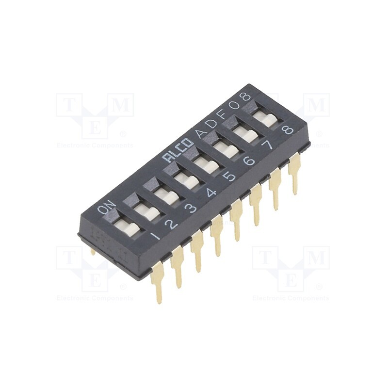 10 pcs : 1-1825002-3 - Switch: DIP-SWITCH, Poles number: 8, ON-OFF, -0.025A/24VDC, Pos: 2