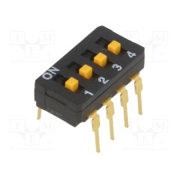10 pcs : A6D-4103 - Switch: DIP-SWITCH, Poles number: 4, ON-OFF, 0.03A/30VDC, Pos: 2