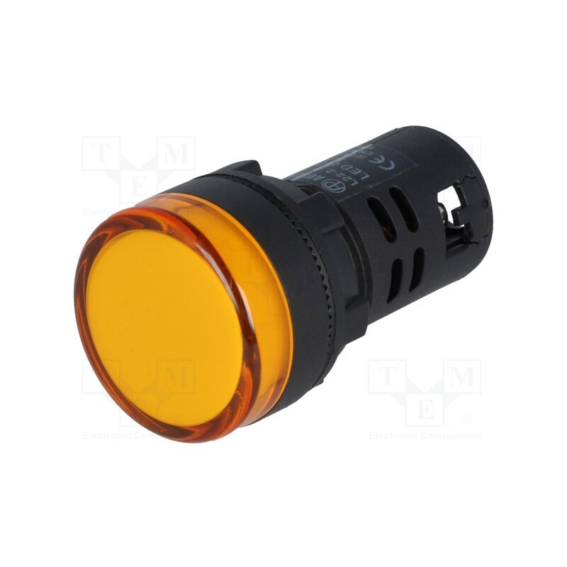 10 pcs : L22 220VAC Y - Control lamp, 22mm, L22, -20÷60°C, Illumin: LED, 230V, Ø22.5mm, IP65