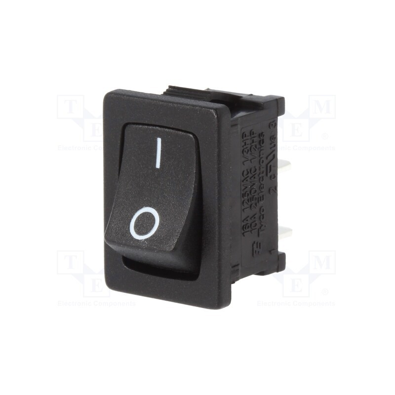 10 pcs : 1-1571076-0 - ROCKER, SPST, Pos: 2, ON-OFF, 16A/125VAC, 16A/12VDC, black, none
