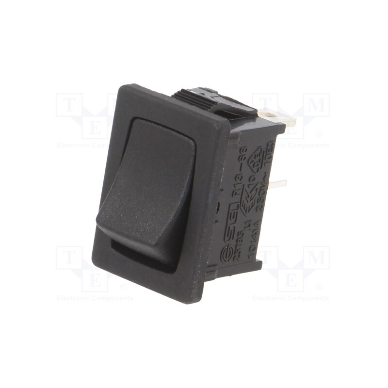 10 pcs : RF1-1B-DC-2-B - ROCKER, SPST, Pos: 2, OFF-(ON), 10A/24VDC, black, none, Body: black