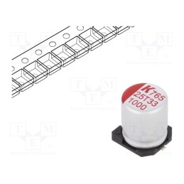 10 pcs : A765KN108M0ELAE012 - Capacitor: polymer, low ESR, 1000uF, 2.5VDC, ESR: 12mΩ, SMD, ±20%