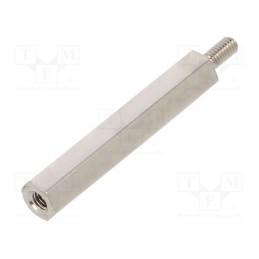 50 pcs : 212X30 - Screwed spacer sleeve, 30mm, Int.thread: M2,5, Ext.thread: M2,5