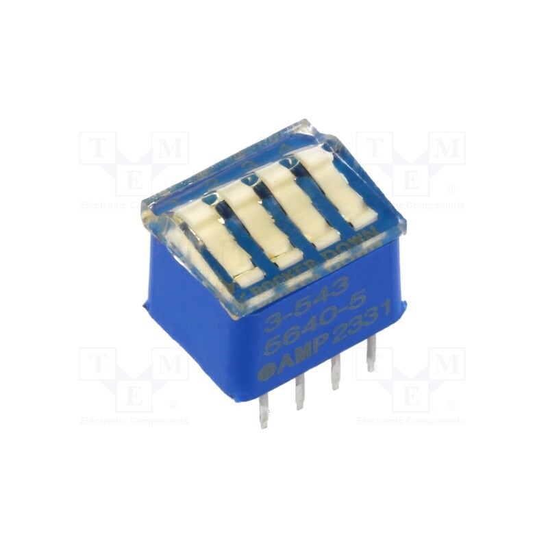 10 pcs : 3-5435640-5 - Switch: DIP-SWITCH, ON-OFF, 1A/40VDC, Pos: 2, THT, DIP, Body: blue