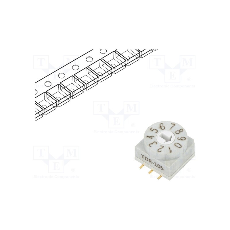 10 pcs : TDR-10S-TR - Encoding switch, DEC/BCD, Pos: 10, SMT, Rcont max: 80mΩ, 7Ncm, T/S/Q