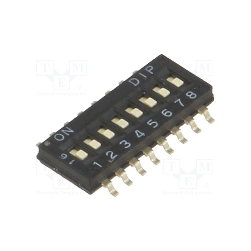 10 pcs : DHN-08F-T-V - Switch: DIP-SWITCH, Poles number: 8, ON-OFF, 0.1A/50VDC, Pos: 2