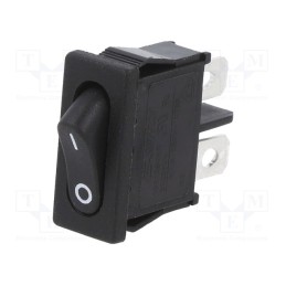 10 pcs : R6ABLKBLKFF - ROCKER, SPST, Pos: 2, ON-OFF, 6A/250VAC, black, Rcont max: 20mΩ, R6