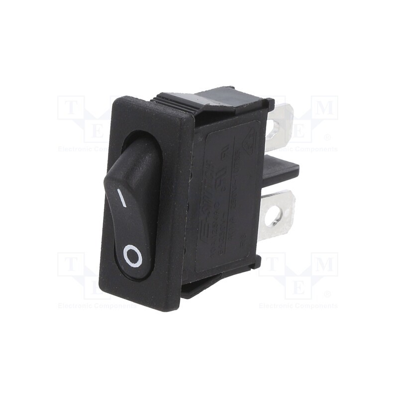 10 pcs : R6ABLKBLKFF - ROCKER, SPST, Pos: 2, ON-OFF, 6A/250VAC, black, Rcont max: 20mΩ, R6