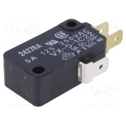 10 pcs : VX-5-1C22 - Microswitch SNAP ACTION, 5A/250VAC, without lever, SPDT, ON-(ON)