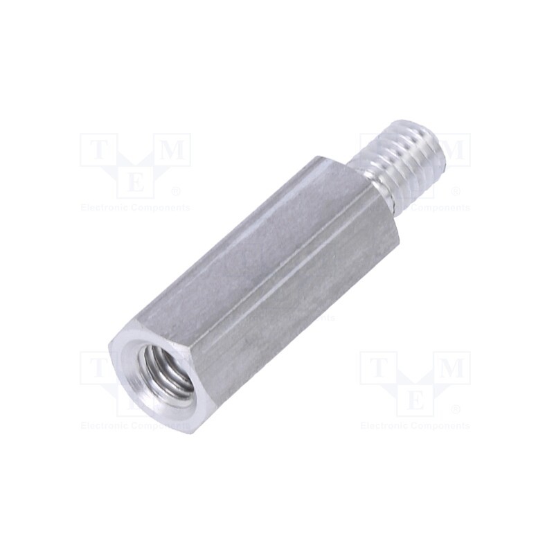 50 pcs : 238X20 - Screwed spacer sleeve, 20mm, Int.thread: M5, Ext.thread: M5