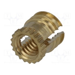 50 pcs : B3/BN1046 - Threaded insert, brass, without coating, M3, BN 1046, L: 4.72mm