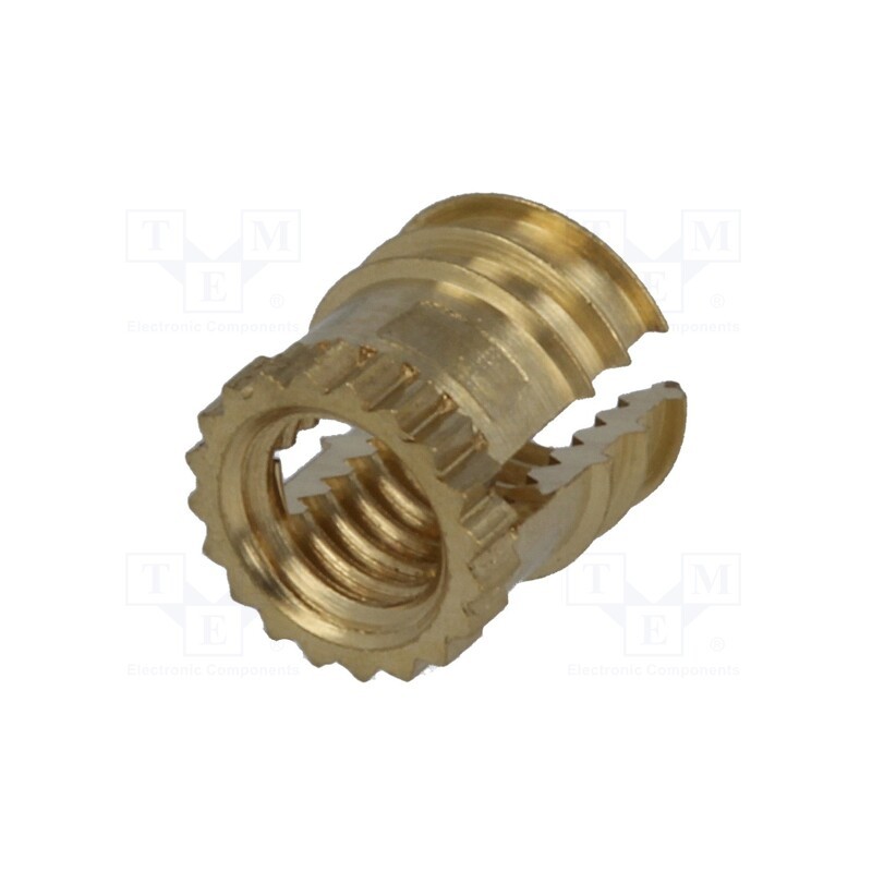 50 pcs : B3/BN1046 - Threaded insert, brass, without coating, M3, BN 1046, L: 4.72mm