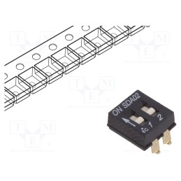 10 pcs : SDA02H0SBR - Switch: DIP-SWITCH, Poles number: 2, OFF-ON, 0.025A/24VDC, Pos: 2