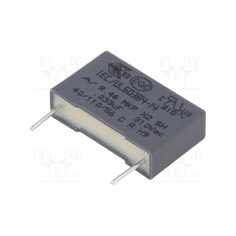 10 pcs : R463I23300001M - Capacitor: polypropylene, 33nF, 18x5x11mm, THT, ±20%, 15mm, 630VDC
