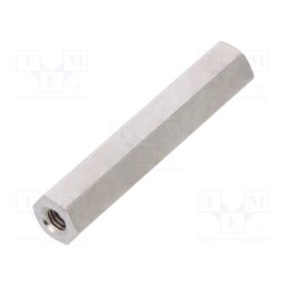 50 pcs : 114X30 - Screwed spacer sleeve, 30mm, Int.thread: M3, hexagonal, brass