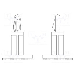 50 pcs : 8GB07V43341 - PCB distance, rubber, L: 6.4mm, self-adhesive,snap fastener