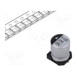 10 pcs : AEH0608330M050R - Capacitor: electrolytic, SMD, 33uF, 50VDC, Ø6.3x8mm, 1000h, 83mA
