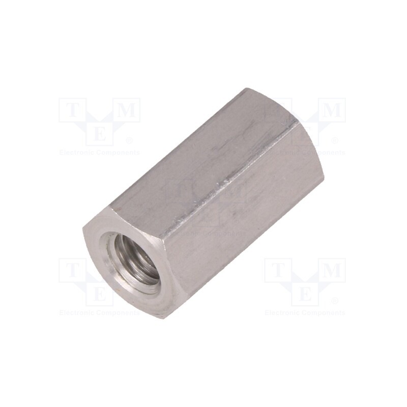 50 pcs : 139X18 - Screwed spacer sleeve, 18mm, Int.thread: M6, hexagonal, aluminium