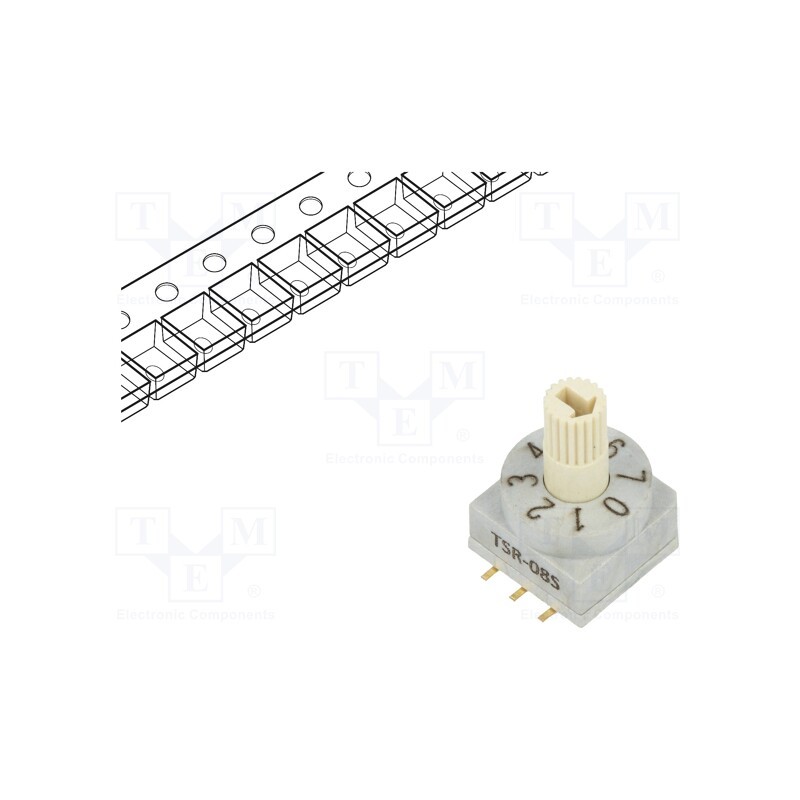 10 pcs : TSR-08S-TR - Encoding switch, DEC/BCD, Pos: 8, SMT, Rcont max: 80mΩ, 7Ncm, T/S/Q