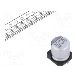 50 pcs : ZSC00AC4R71HARL - Capacitor: electrolytic, low ESR, SMD, 4.7uF, 50VDC, Ø5x5.7mm, ±20%