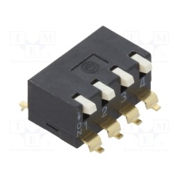 10 pcs : A6SR4104 - Switch: DIP-SWITCH, Poles number: 4, ON-OFF, 0.025A/24VDC, Pos: 2