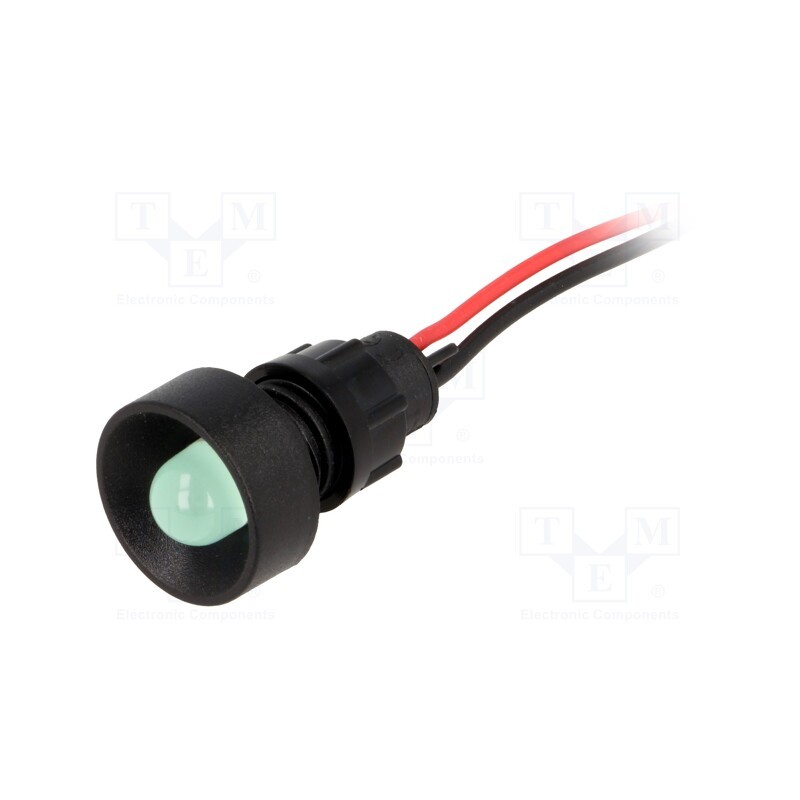 10 pcs : LG-D10-220DC - Indicator: LED, recessed, green, 220VDC, Ø13mm, IP40, leads 300mm