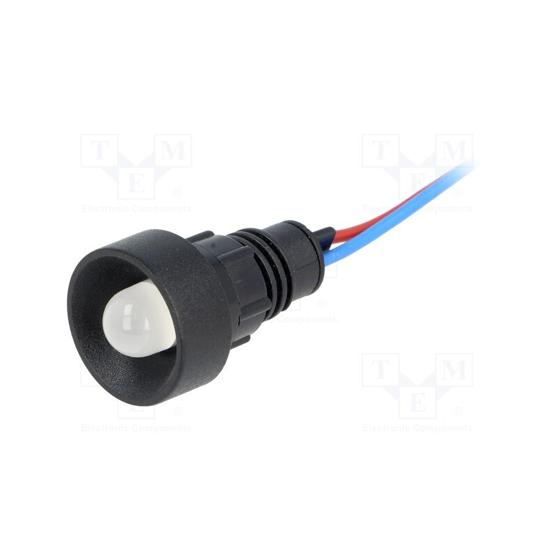 10 pcs : LW-D10-12AC/DC - Indicator: LED, recessed, white, 12VDC, 12VAC, Ø13mm, IP40, plastic