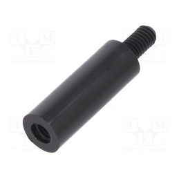 50 pcs : 287RDX22 - Screwed spacer sleeve, cylindrical, polyamide, M4, M4, 22mm, black