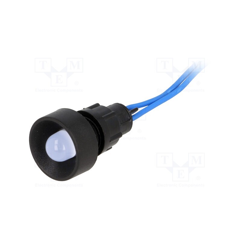 10 pcs : LB-D10-230AC - Indicator: LED, recessed, blue, 230VAC, Ø13mm, IP40, leads 300mm