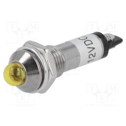 20 pcs : IND8-12Y-A - Indicator: LED, prominent, yellow, 12VDC, Ø8.2mm, IP40, metal