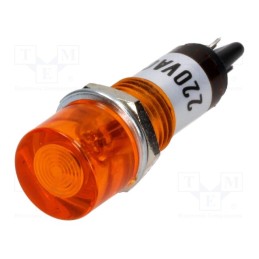 20 pcs : - Indicator: with neon lamp, flat, orange, 230VAC, Cutout: Ø10mm