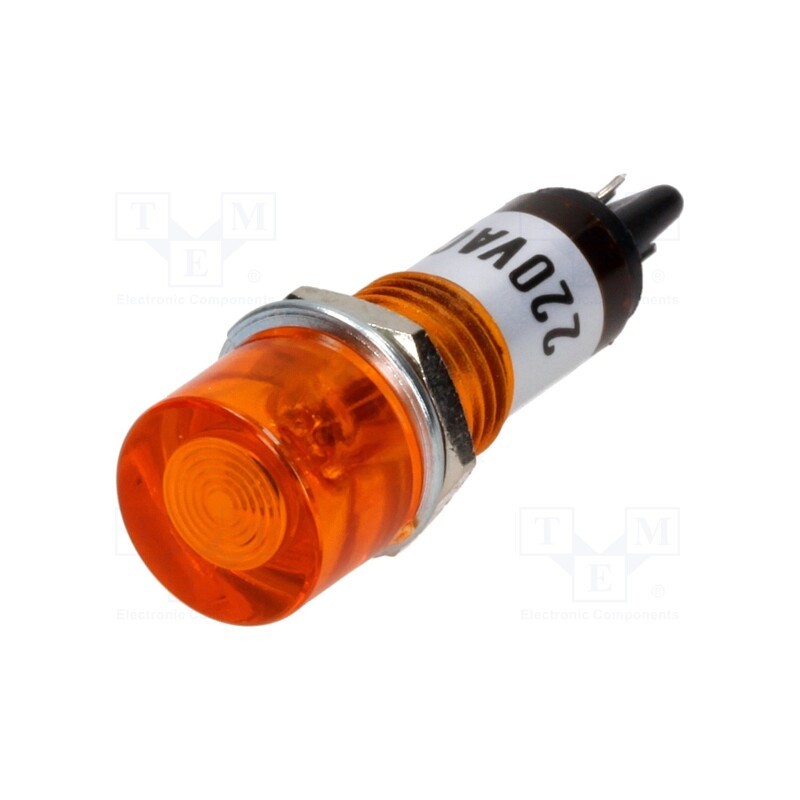 20 pcs : - Indicator: with neon lamp, flat, orange, 230VAC, Cutout: Ø10mm