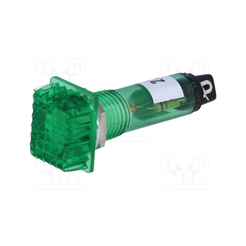 20 pcs : - Indicator: with FLUO neon lamp, prominent, green, 230VAC, plastic