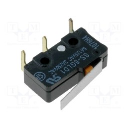 10 pcs : SS-5GLD1 - Microswitch SNAP ACTION, 5A/125VAC, with lever, SPDT, ON-(ON)