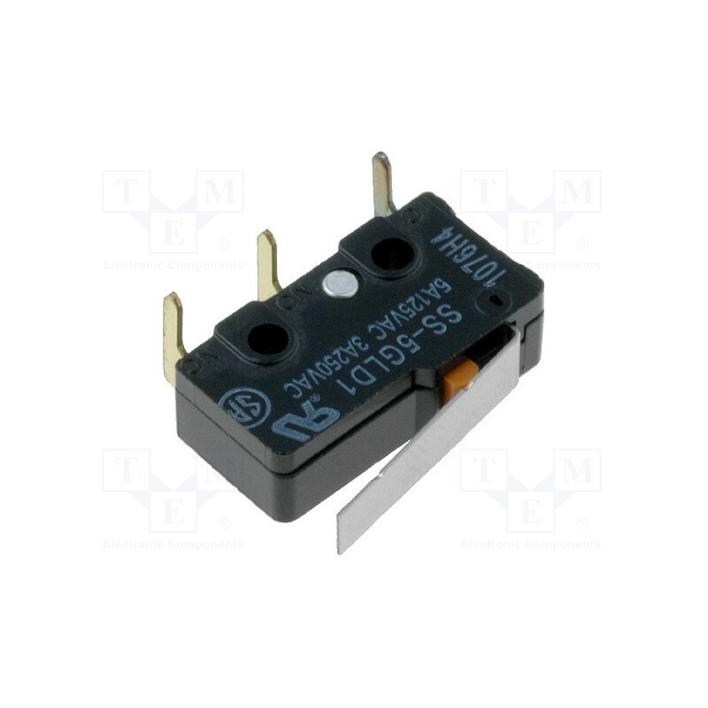 10 pcs : SS-5GLD1 - Microswitch SNAP ACTION, 5A/125VAC, with lever, SPDT, ON-(ON)