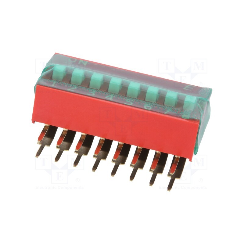10 pcs : KAS2108ET - Switch: DIP-SWITCH, OFF-ON, 0.1A/50VDC, Pos: 2, -20÷85°C, THT, KAS