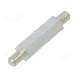 50 pcs : 428X25 - Screwed spacer sleeve, 25mm, Ext.thread: M5, hexagonal, steel