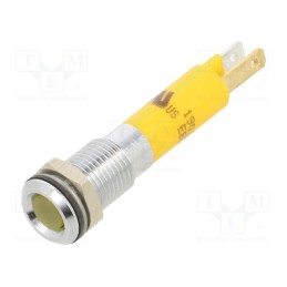 10 pcs : 19010352 - Indicator: LED, flat, yellow, 24VDC, Ø8mm, connectors 2,0x0,8mm