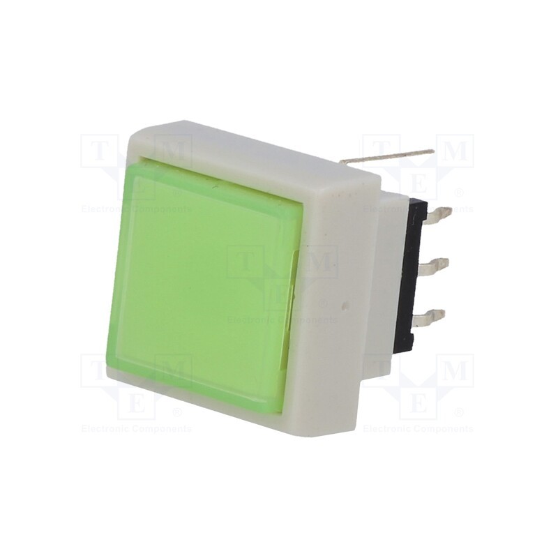 10 pcs : PB6133FAL-3 - Switch: keypad, Pos: 2, DPDT, 0.1A/30VDC, green, LED, green, THT, 1.5N