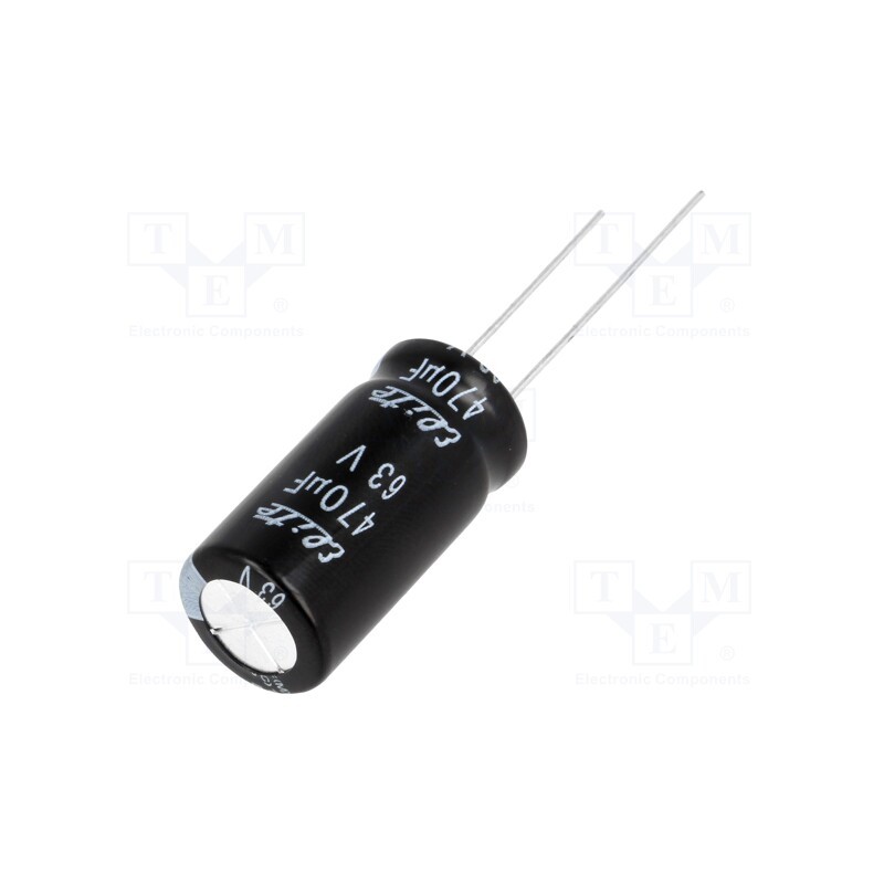 20 pcs : PF1J471MNN1225 - Capacitor: electrolytic, THT, 470uF, 63VDC, Ø12.5x25mm, Pitch: 5mm