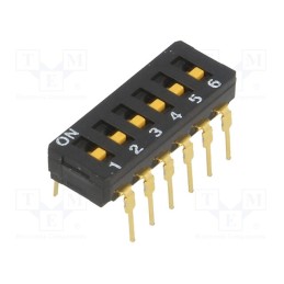 10 pcs : A6D-6100 - Switch: DIP-SWITCH, Poles number: 6, ON-OFF, 0.03A/30VDC, Pos: 2