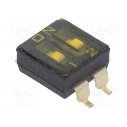 10 pcs : SBS 1002 - Switch: DIP-SWITCH, OFF-ON, 0.025A/24VDC, Pos: 2, -40÷85°C, SMD