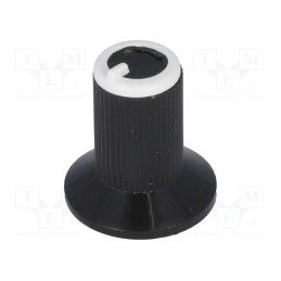 10 pcs : - Knob, with flange, plastic, Øshaft: 6mm, Ø10x19mm, black, white
