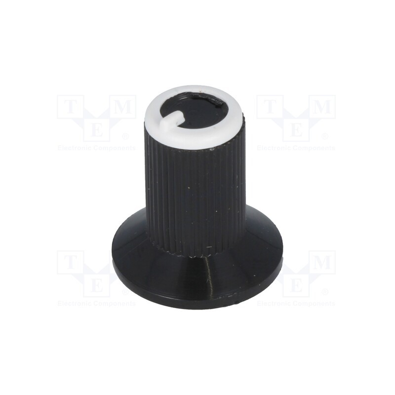 10 pcs : - Knob, with flange, plastic, Øshaft: 6mm, Ø10x19mm, black, white