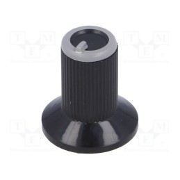 10 pcs : - Knob, with flange, plastic, Øshaft: 6mm, Ø10x19mm, black, grey