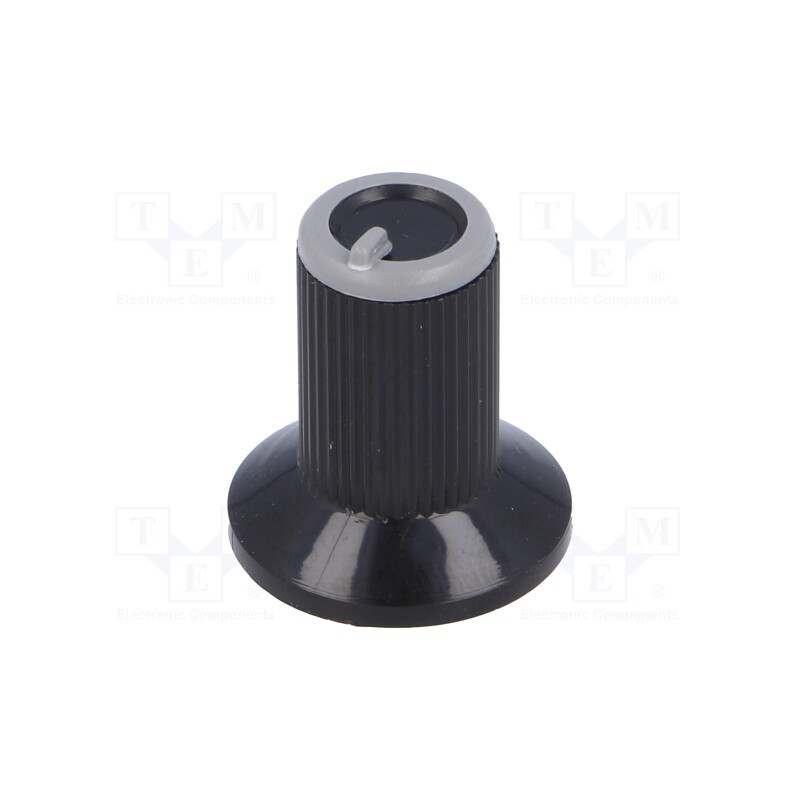 10 pcs : - Knob, with flange, plastic, Øshaft: 6mm, Ø10x19mm, black, grey